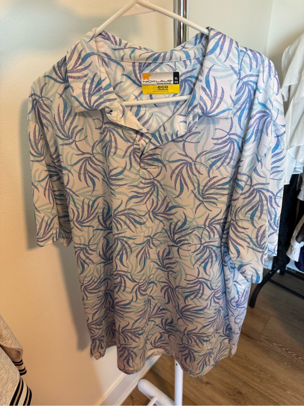 Jack Nicklaus golf polo shirt palm leaf print Mens size XL